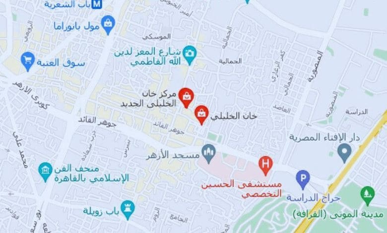 خريطة شارع المعز لدين الله الفاطمي
